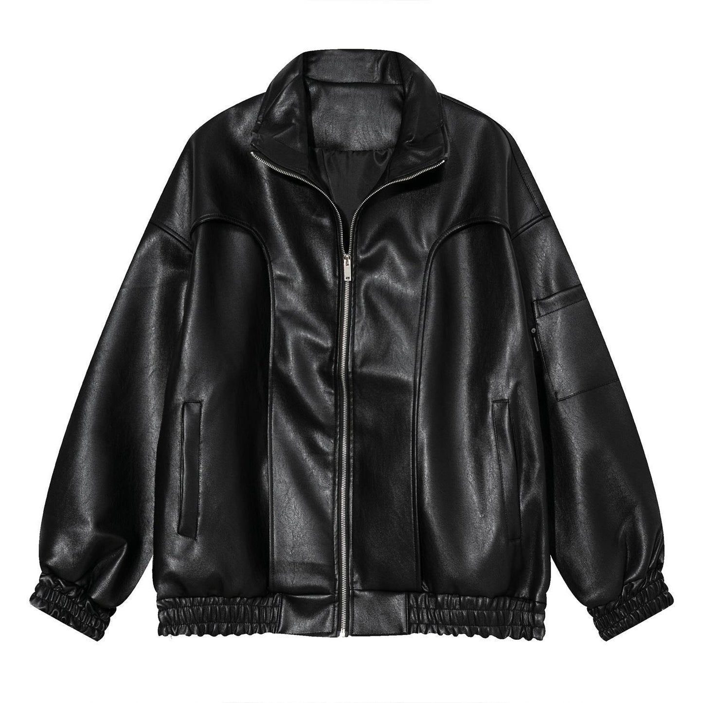 Winter Loose Leather Jacket For Men Black MuddyStock