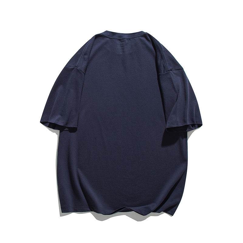 Solid Color Chest Printed Round Neck T-shirt For Men And Women MuddyStock