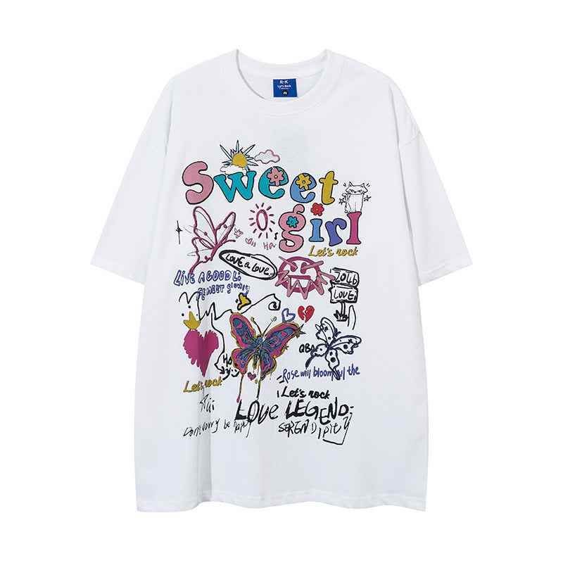 Butterfly Graffiti Printing Short Sleeve For Men And Women MuddyStock