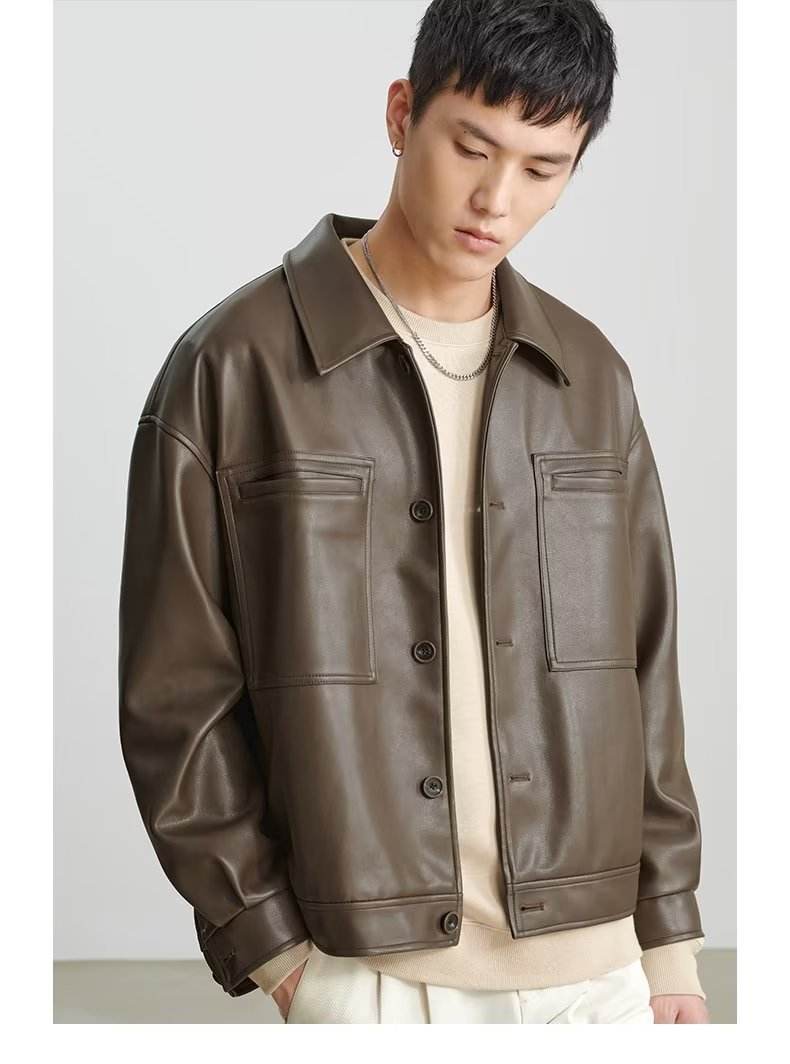 Fashion PU Leather Coat Men's Top MuddyStock