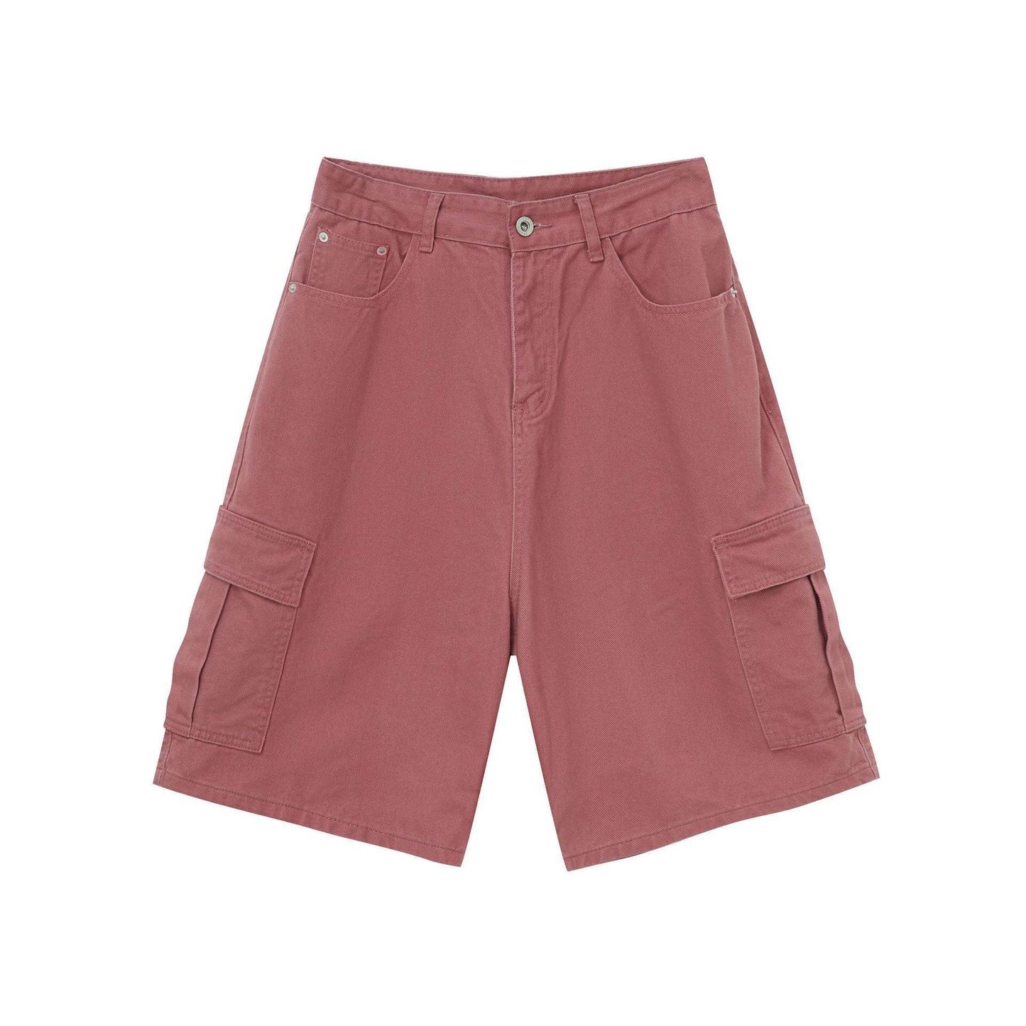 Straight Wide-leg Denim Shorts For Men And Women Peach Pink MuddyStock