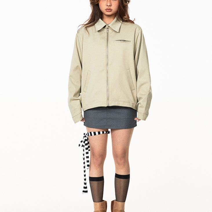 American Retro Short Lapel Jacket For Women khaki MuddyStock