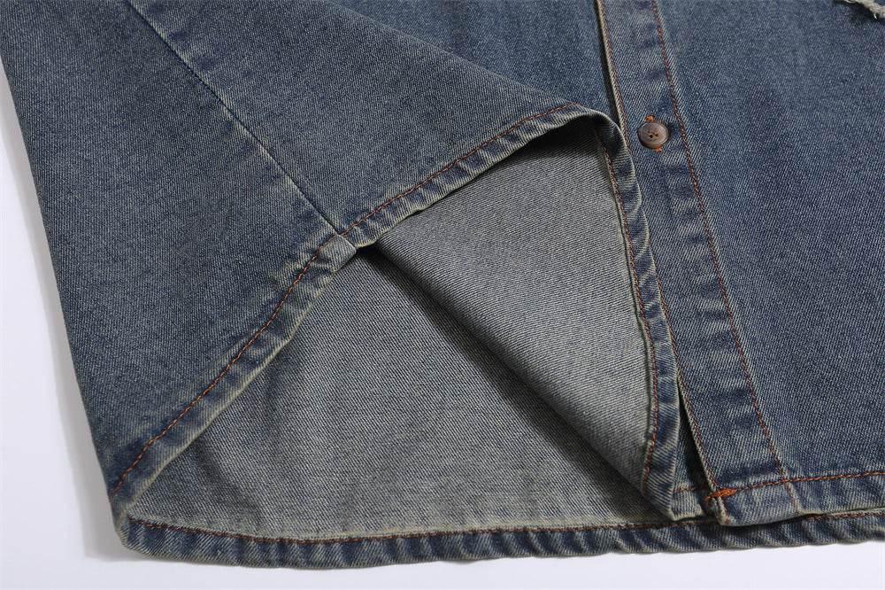 Fashion Punk Denim Short Sleeve Shirt Women