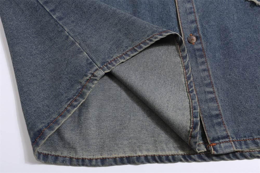 Fashion Punk Denim Short Sleeve Shirt Women MuddyStock