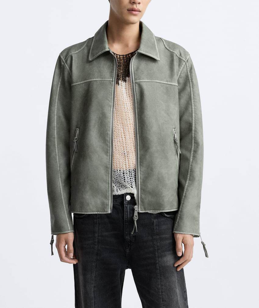 Men's Zipper Distressed Retro Washed Jacket MuddyStock