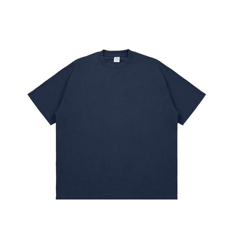 Fashion Solid Color Short Sleeves Navy blue MuddyStock