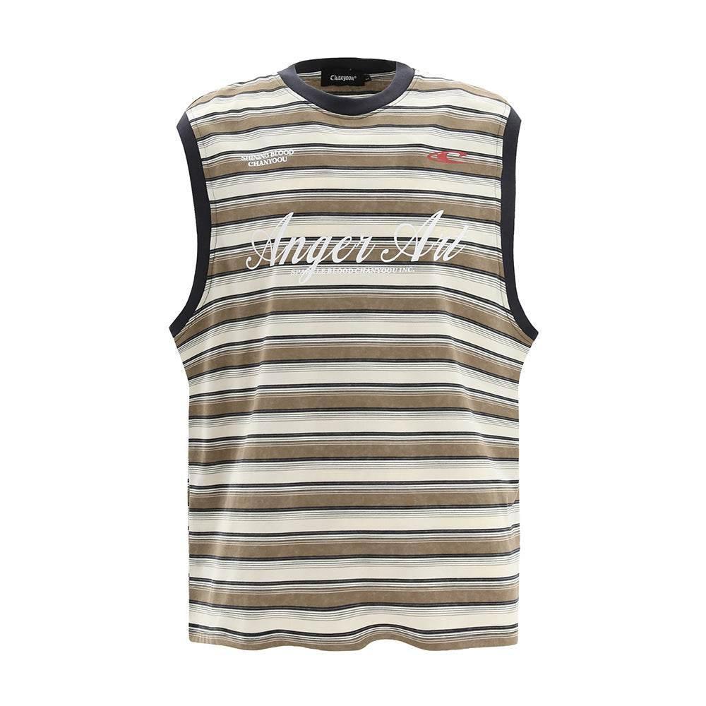 Fashion Personality Striped Casual Waistcoat For Both Men And Women Brown