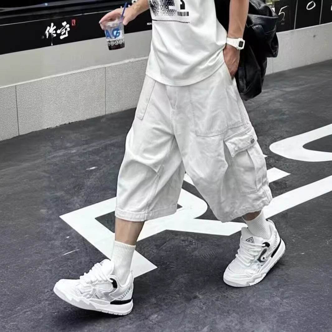 All-matching Loose Straight Cargo Cropped Pants Casual Pants Trendy MuddyStock