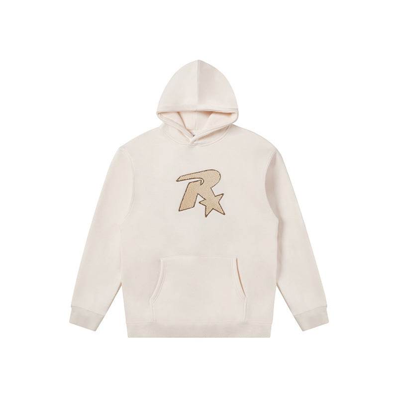 Star Embroidered Hooded Sweater For Both Men And Women Milky White MuddyStock