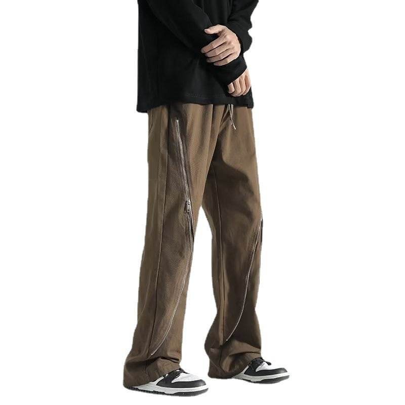 High Street Machine Can Work Clothes Pants Men's Fashion Brand Zipper Brown MuddyStock