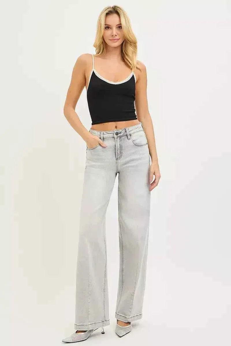 RISEN Slouchy Baggy Jeans with Contrast Stitching For Women