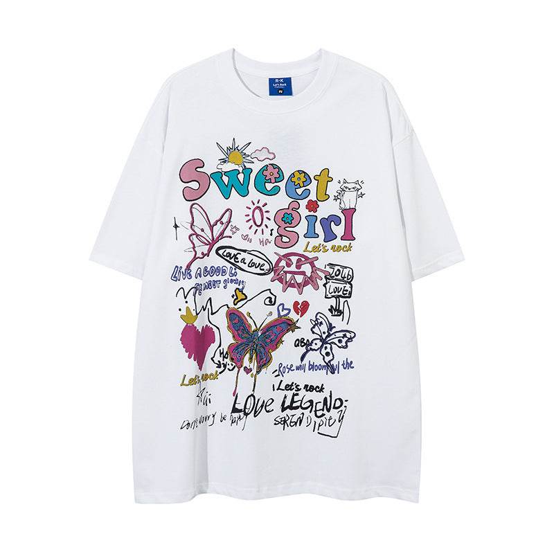 Butterfly Graffiti Printing Short Sleeve For Men And Women MuddyStock