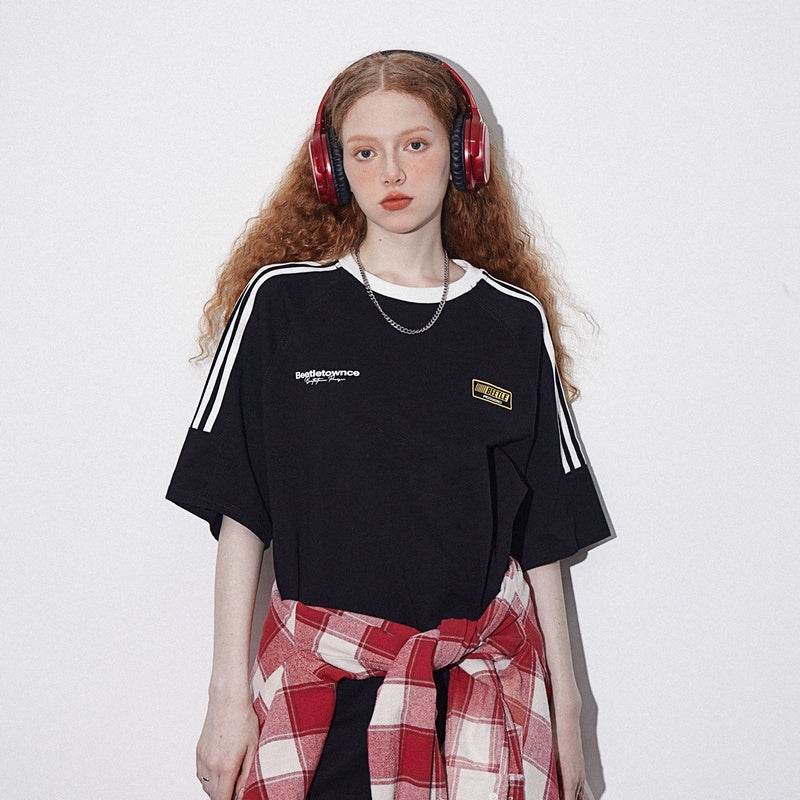 Retro Short Sleeve T-shirt For Women Black MuddyStock