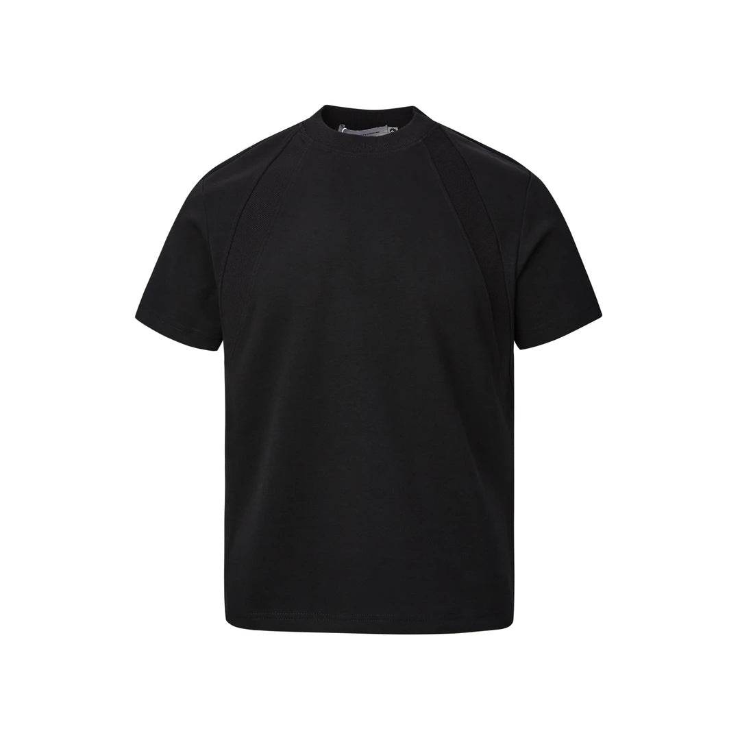 Air Layer Stitching Short Sleeve Top Black MuddyStock