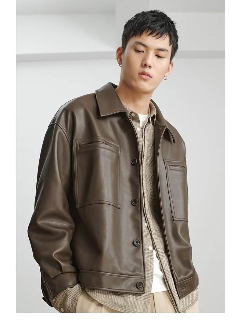 Fashion PU Leather Coat Men's Top MuddyStock