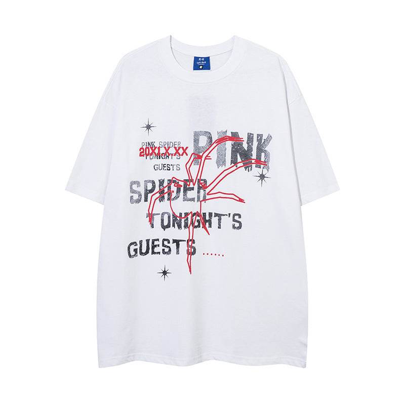 Spider Letter Print Short-sleeve For Men And Women MuddyStock