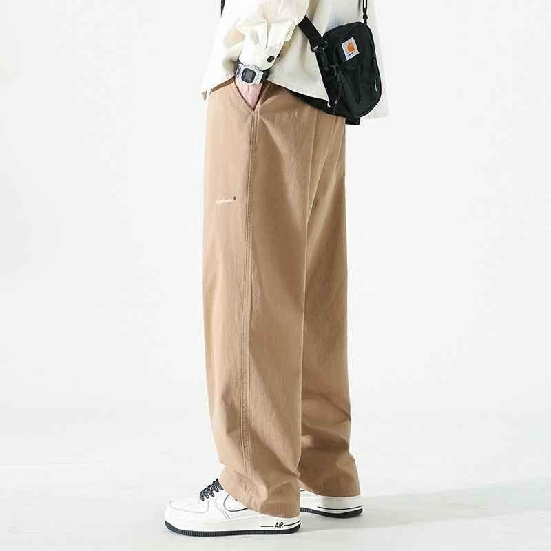 Men's Loose Cargo Pants Straight Casual Trousers 9217 Khaki