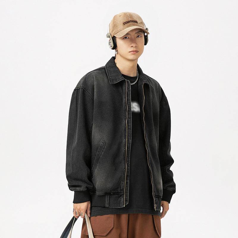 Retro Worn Looking Washed-out Denim Jacket For Men MuddyStock