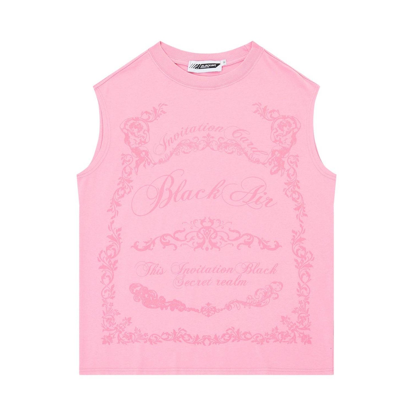 Street Wear Floral Printed Cotton Loose Vest For Men And Women Pink MuddyStock