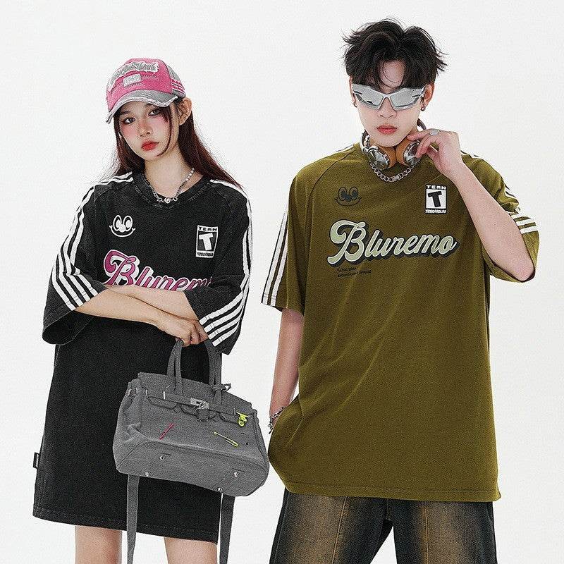 Digital Printing Peach Heart Collar Short Sleeve T-shirt For Men And Women MuddyStock