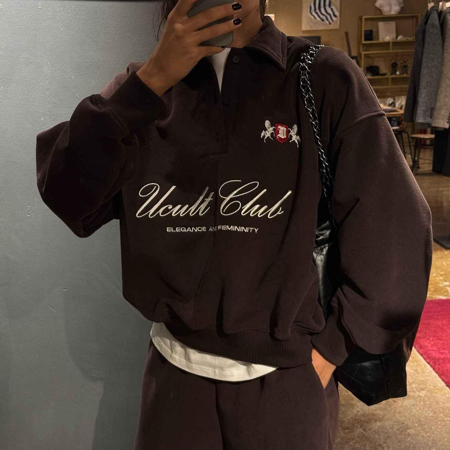 Letter Embroidered Pullover Sweatshirt For Men And Women MuddyStock