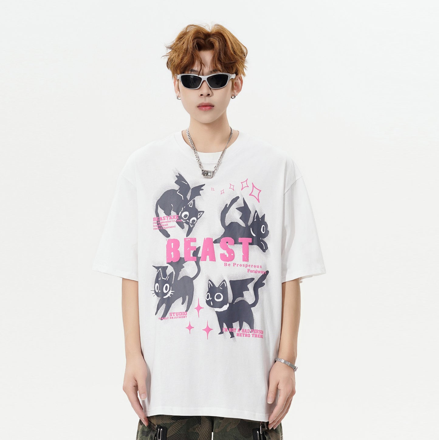 Kitten Loose Casual Short-sleeved T-shirt For Men And Women MuddyStock