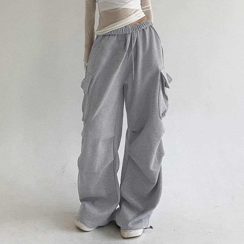 Autumn Sports Style Elastic Waistband Lace-up Casual Trousers MuddyStock