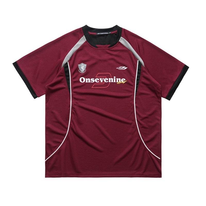 Patchwork Quick-drying T-shirt For Men And Women Dark Red MuddyStock