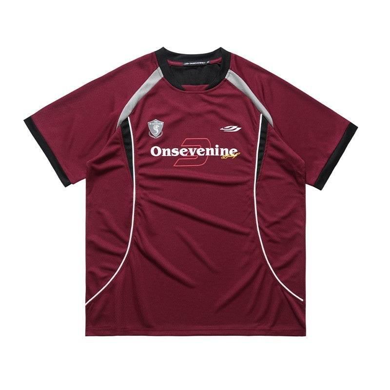 Patchwork Quick-drying T-shirt For Men And Women Dark Red