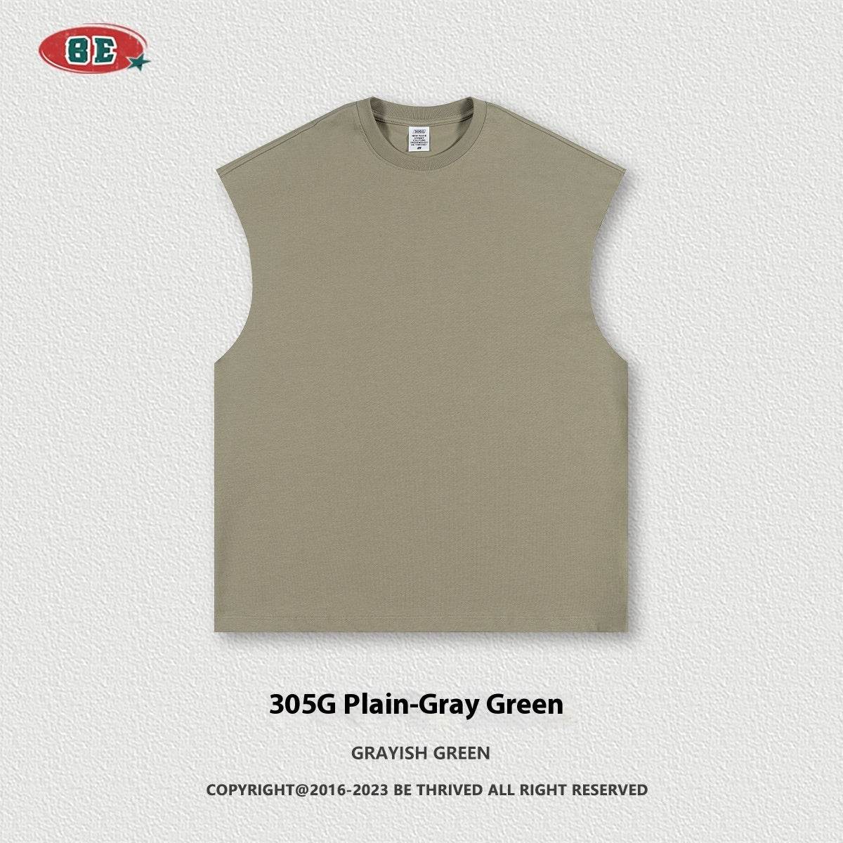 Sleeveless Ins Loose Street Sports Vest Gray Green MuddyStock