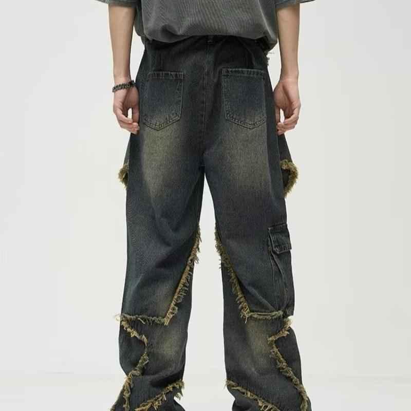 Retro Straight Loose Wide-leg Workwear Jeans For Men And Women