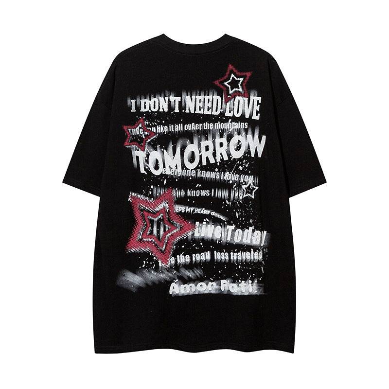 Fashion Five-pointed Star Letter Short Sleeve For Men And Women MuddyStock