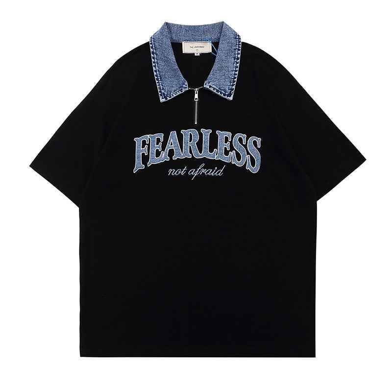 Letter Patch Short-sleeved T-shirt For Men And Women MuddyStock