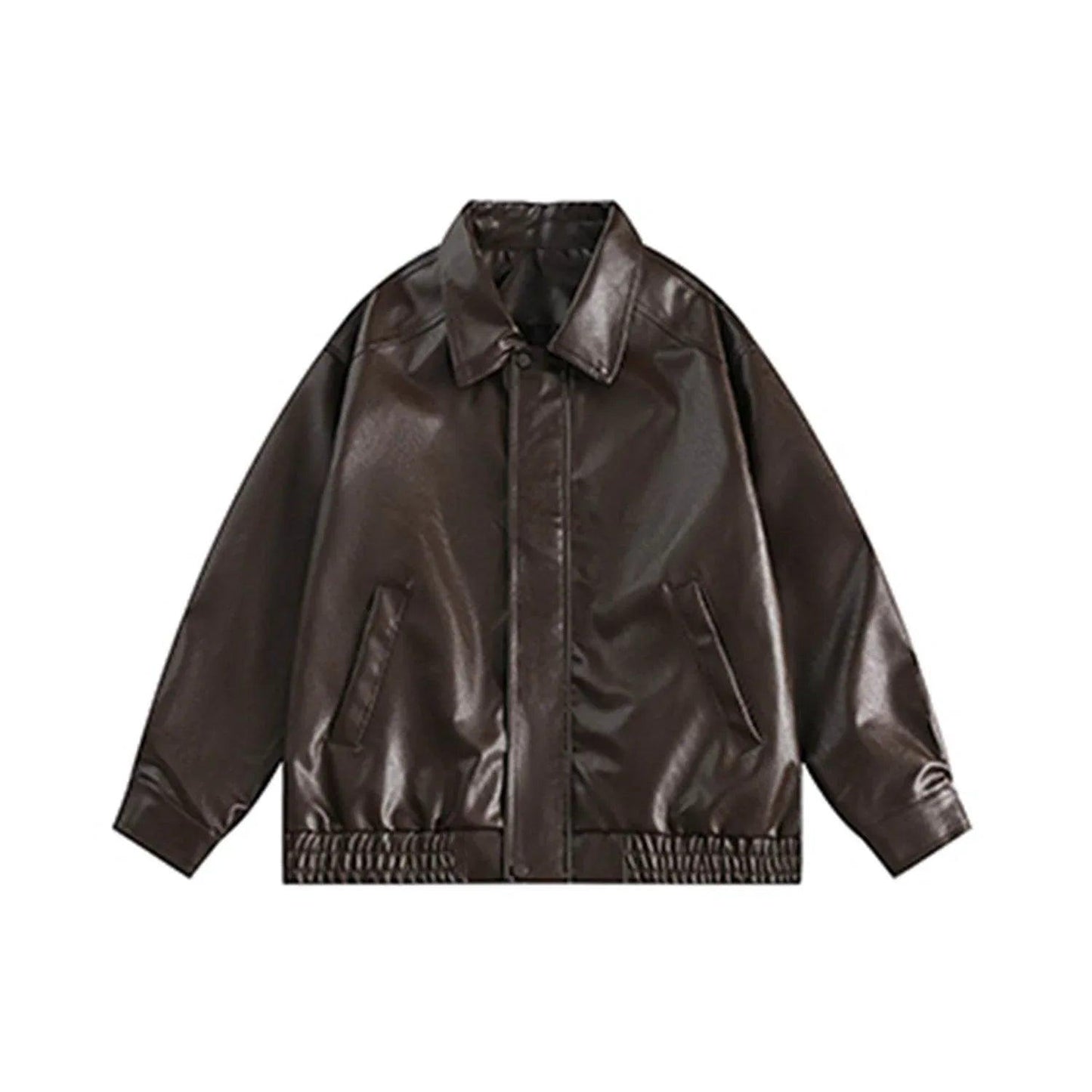 Retro Casual Fashion Drop Shoulder Lapel Jacket For Women Brown