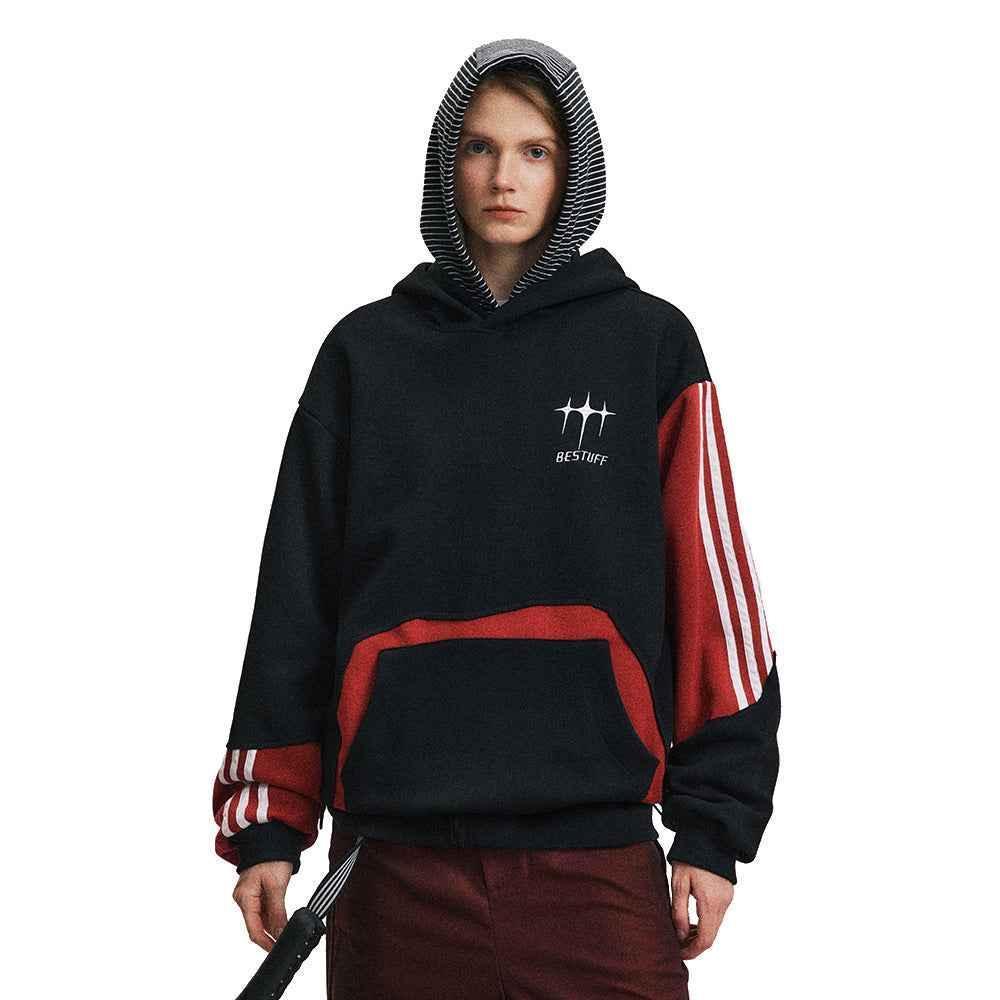 High Street Color Patchwork Hoodie For Men And Women