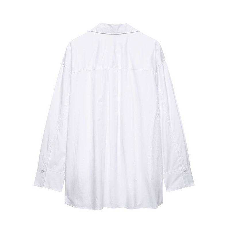 European And American Style Solid Color Loose Casual Front Lace-up Shirt MuddyStock
