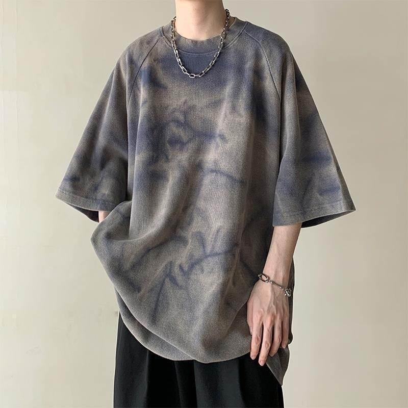 Retro T-Shirt Trendy Loose Men Purple