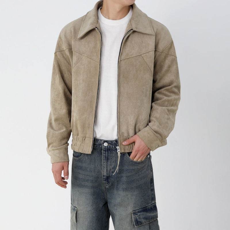 Fashion Retro Short Jacket Men's Top Khaki MuddyStock