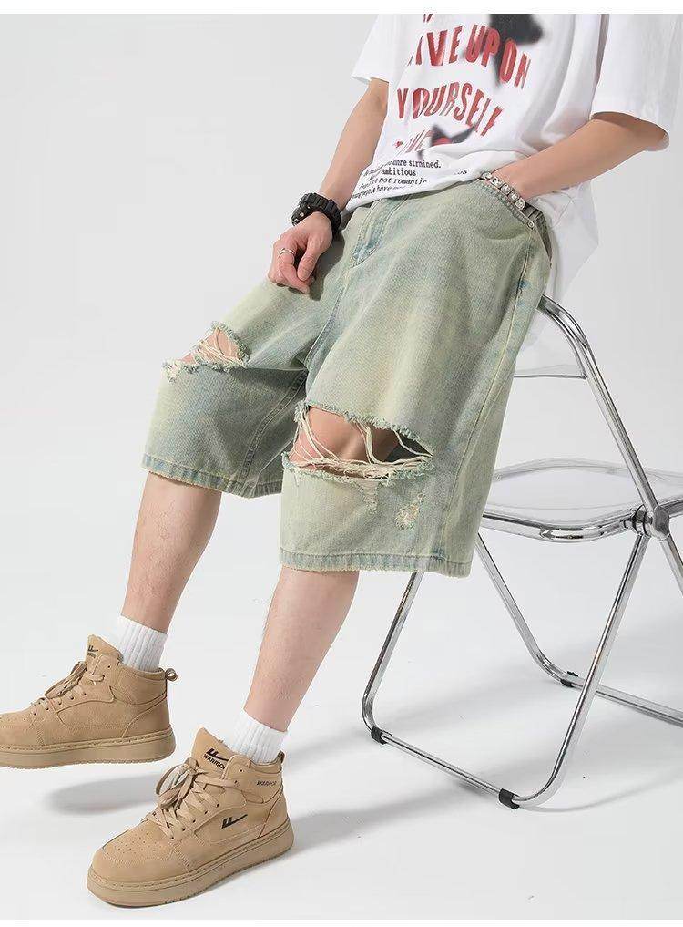 Ripped Denim Shorts For Men MuddyStock