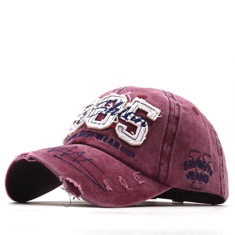 New Spring And Autumn Outdoor Cap Washed Baseball Cap Wine Red adjustable MuddyStock