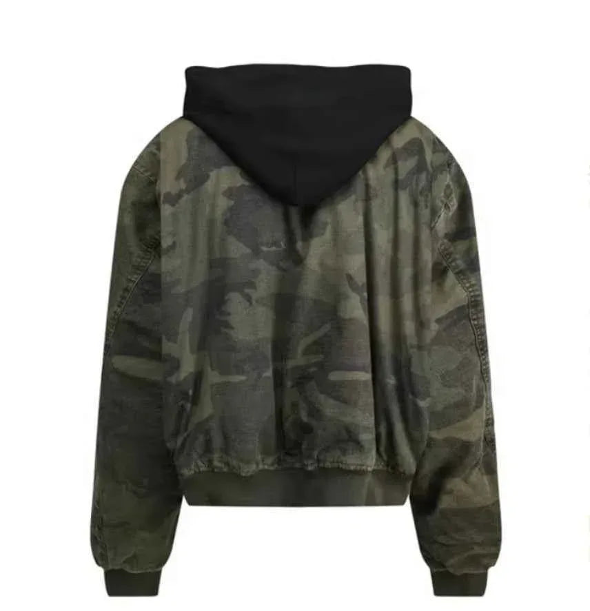 Leisure Washed-out Distressed Camouflage Fake Two-piece Cotton-padded Jacket For Men And Women | MuddyStock Originals MuddyStock