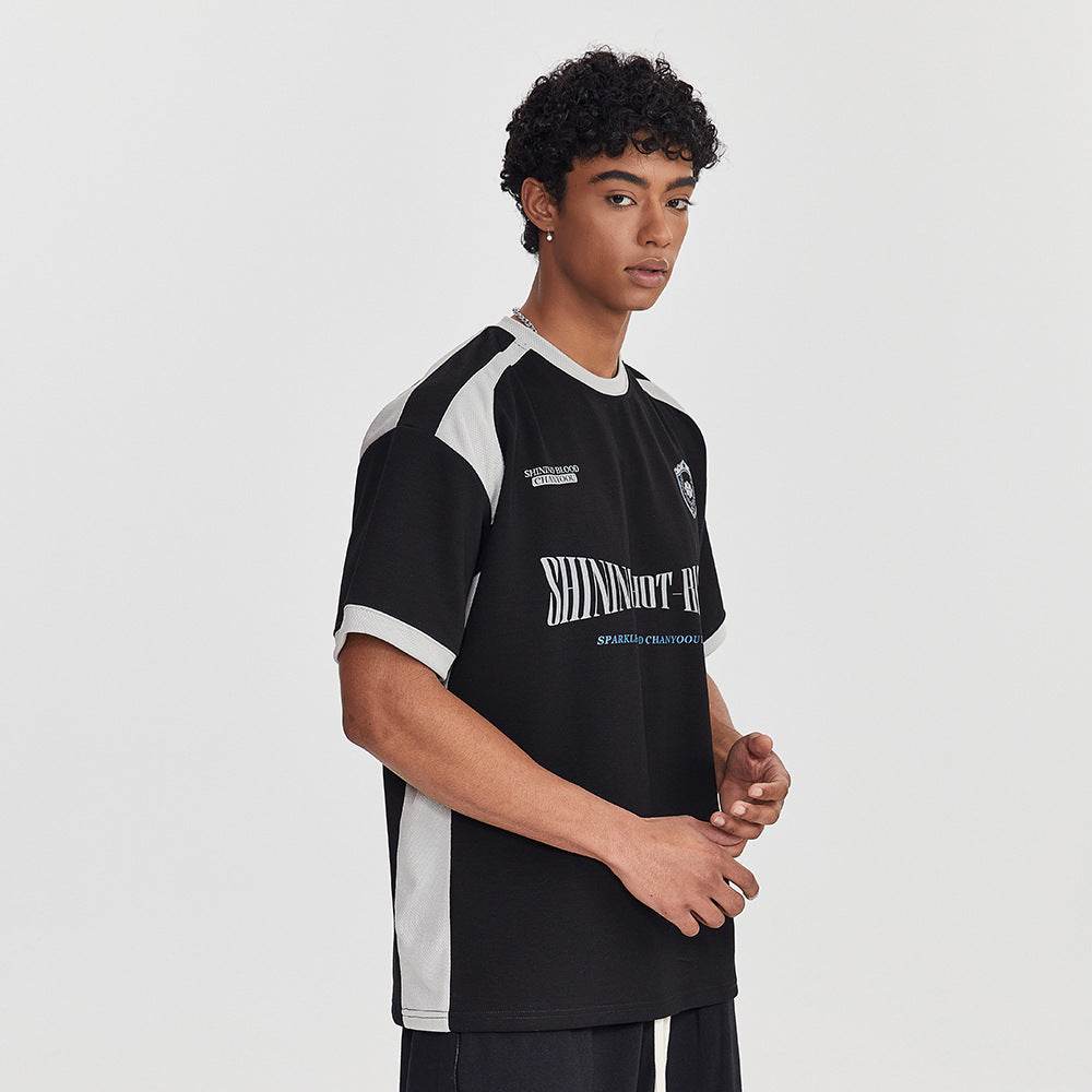 Color Contrast Patchwork Sports T-shirt For Men MuddyStock
