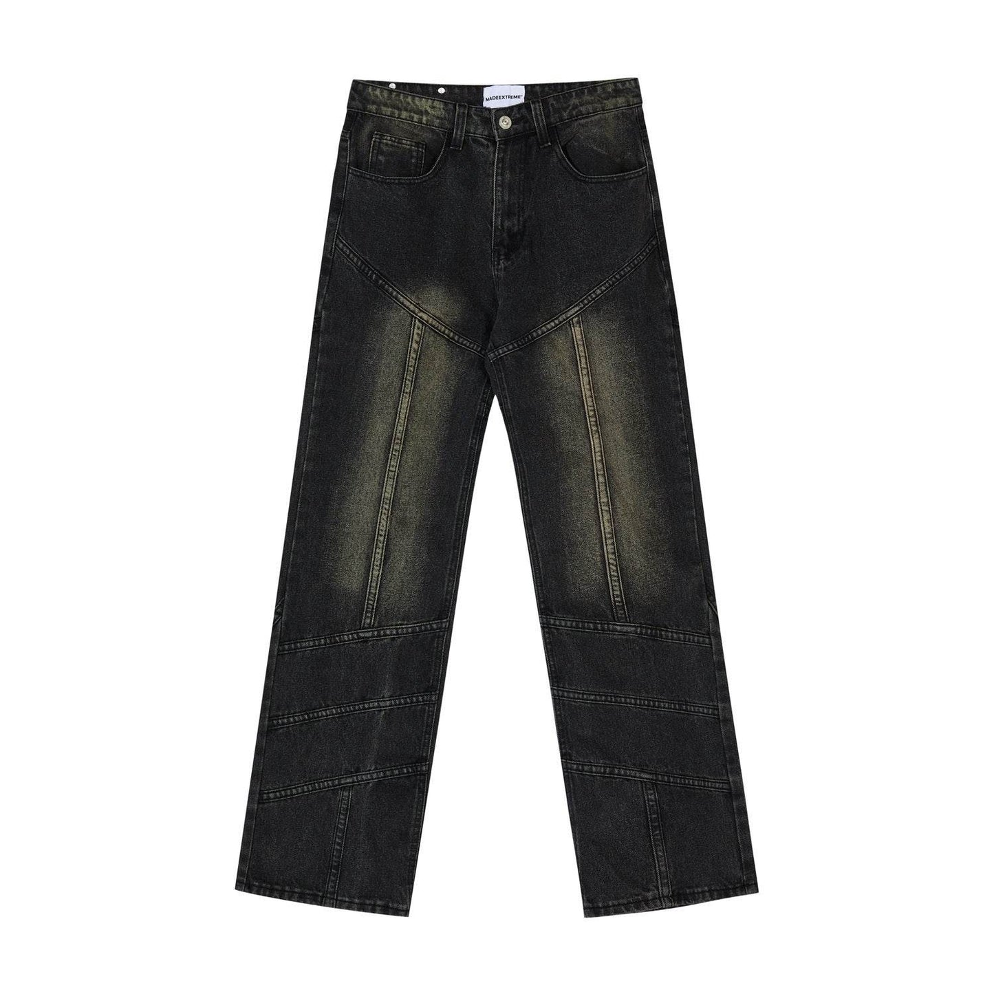Washed Old Mud Dyed Jeans For Men And Women Black MuddyStock