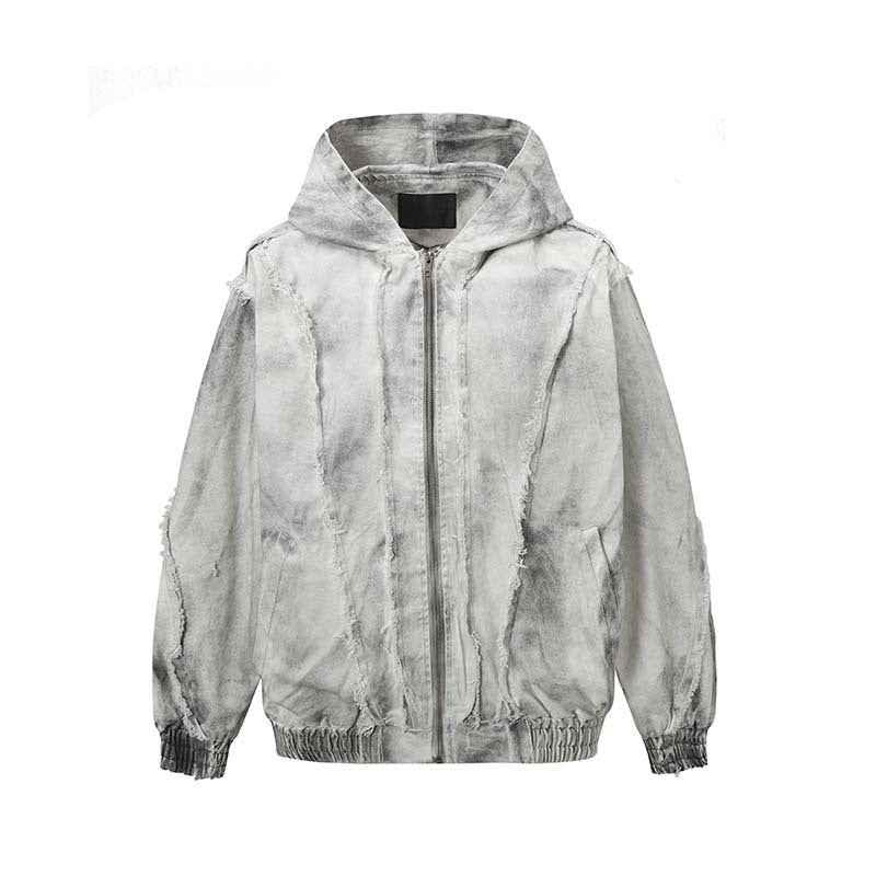 Deconstructing Stitching Edging Dirty Hoodie For Men White null
