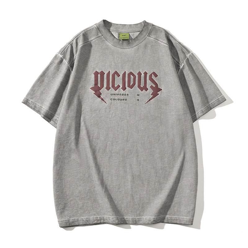 Fashion Washed Old Short-sleeved T-shirt For Men And Women Dirty Gray MuddyStock