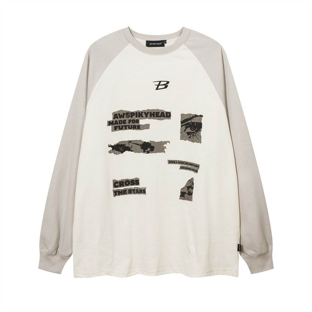 Letter Pattern Printed T-shirt For Men And Women Apricot MuddyStock