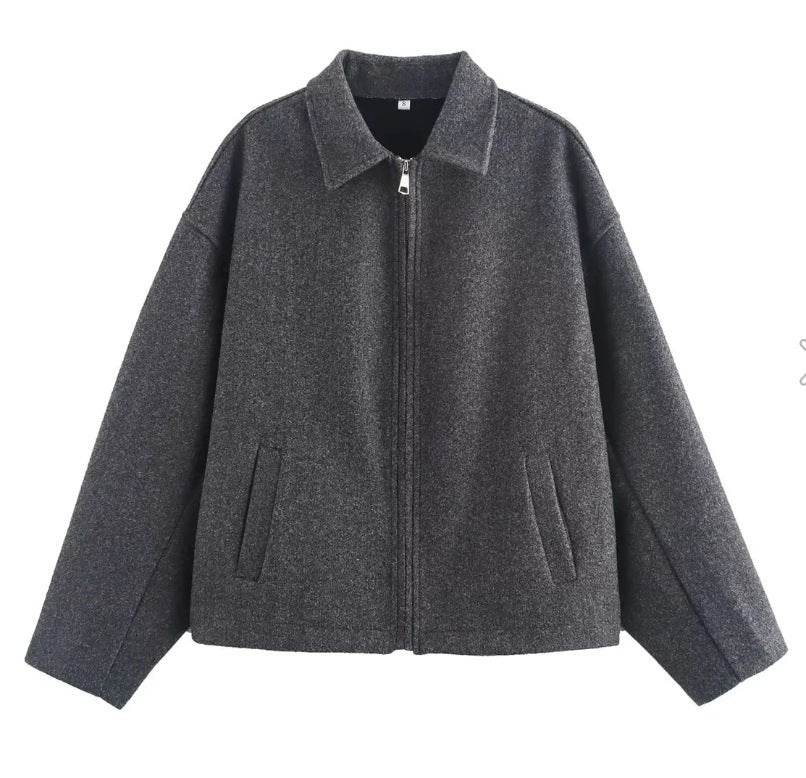 Loose Casual Women's Jacket Dark Gray MuddyStock
