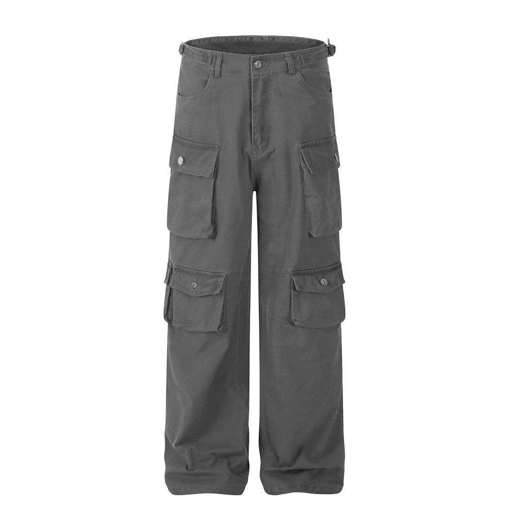 American Multi-pocket Cargo Pants For Both Men And Women Gray MuddyStock