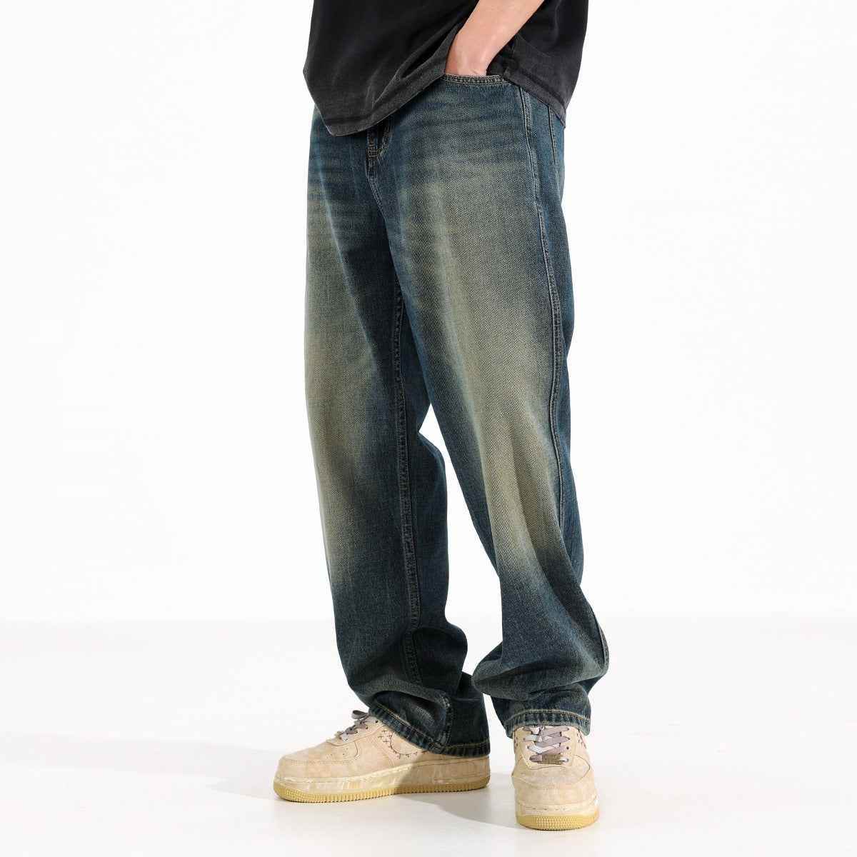 Casual Loose Drooping Straight Jeans For Men MuddyStock