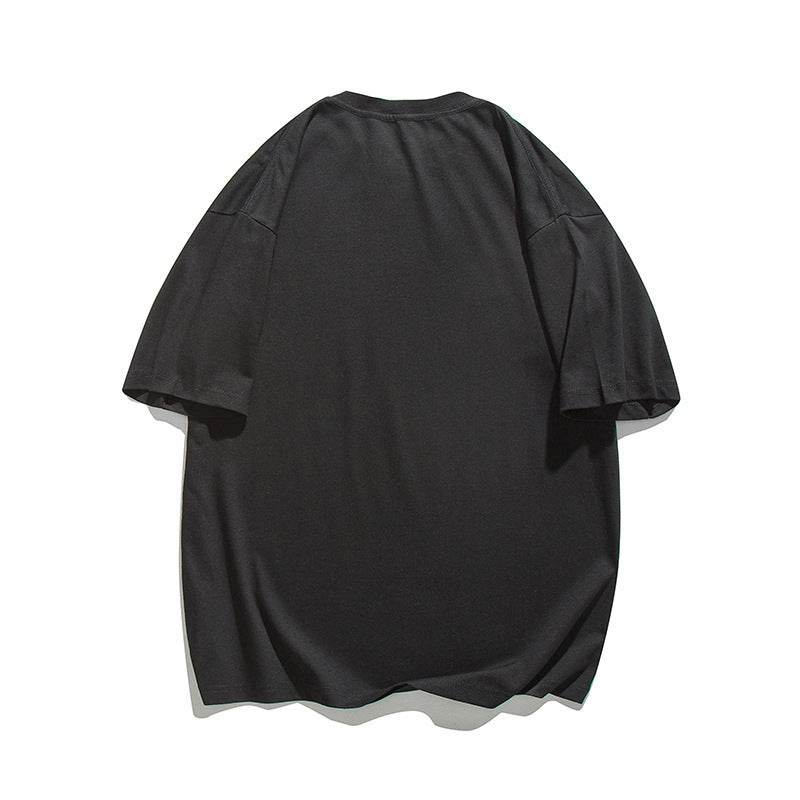 Solid Color Chest Printed Round Neck T-shirt For Men And Women MuddyStock